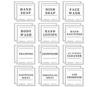 KSIWRE Lot de 24 étiquettes imperméables pour bouteilles, distributeur de shampooing et après-shampooing, étiquettes autocollantes amovibles pour flacon pulvérisateur en verre/plastique (blanc)