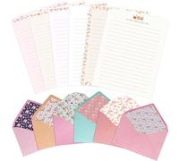 KSIWRE Lot de 24 feuilles de papier à lettre et enveloppes avec 12 enveloppes, enveloppes chaudes sur le thème floral et papeterie pour invitations, décorations de cadeaux, fêtes de vacances