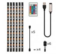 Ksix 6 Rubans LED RGB pour TV 53cm - 16 Couleurs RGB - 4 Modes Dynamiques - Télécommande