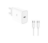 KSIX - Adaptateur secteur - technologie PPS - 30 Watt - 3 A - Ultra Fast Charge, PD (24 pin USB-C) - sur le câble : USB-C - blanc - avec câble USB-C