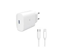 Chargeur secteur 30 W Ksix, technologie GAN, charge ultra rapide, câble USB-C vers Lightning 1 m inclus, blanc