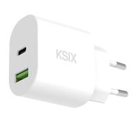 KSIX Chargeur secteur 30 W, USB-C, charge rapide, Power Delivery, GAN, blanc