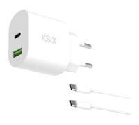 Ksix BCD30WA02 chargeur d'appareils mobiles Casques, Smartphone, Tablette Blanc Secteur Charge rapide Intérieure