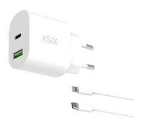 KSIX Chargeur secteur 30 W, câble USB-C vers Lightning 1 m, charge rapide, Power Delivery, GAN, blanc