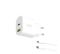 Ksix BCD20WA03 chargeur d'appareils mobiles Casques, Smartphone, Tablette Blanc Secteur Charge rapide Intérieure