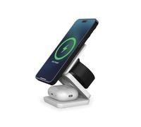KSIX Cube Chargeur sans Fil, 3 en 1, Charge Rapide, 15 W, Pliable, Compatible et Qi, Apple Watch et AirPods, Blanc