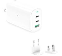 KSIX - Adaptateur secteur - GaN, multipoints, connecteurs US+EU+UK - 65 Watt - PD/PPS, Ultra Fast Charge - 3 connecteurs de sortie (2 x USB-C, USB) -