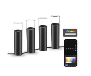 Ksix Pack 4 Balises Extérieures Smartled RGBWIC - IP65 - Contrôle APP - Installation Facile