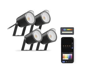 Ksix Pack 4 Spots LED Extérieurs Smartled RGBWIC - IP65 - Contrôle APP - Installation Facile