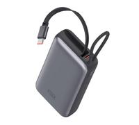 KSIX Powerbank 10 000 mAh Charge Rapide 35 W USB-C avec câble rétractable, Power Delivery, Batterie Externe Portable avec écran LED