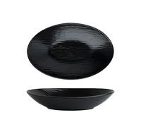 ksjdieunf Assiettes À Desserts Assiette creuse en forme d'œuf à motif de sables mouvants, assiette salade céramique, ovale, collation, vaisselle for hôtel et restaurant Vaisselle De Dîner(Black)