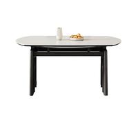 ksjdieunf Table De Salle À Manger Table à Manger en frêne Massif, Petite Table de Salle rétro Pliable, Plateau Pierre Tables Basses pour Salon(1.5m)