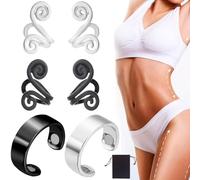 KSJEHW 6 Pièces Anneau magnétique thérapeutique pour Drainage lymphatique, Anneau magnétique en cuivre, Ouverture réglable, Bague détox lymphatique pour Homme et Femme(Argent)