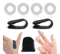 KSJEHW 6 pièces Pince D'acupression Anti Stress, pour Lutter Contre Les Maux de Tête et Les Migraines, Acupression Pack avec Anti Glissement, Décompresser et soulager Ses émotions（Argent, Noir