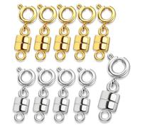 KSJEHW Fermoir Magnétique, 10 Stück Fermoir Bracelet, Fermoir Collier, Fermoir Argent, Fermoir Aimanté, Attache Bracelet, Durable, Facile à Utiliser, Für Bijoux DIY Bracelets Colliers, Argent, Rund