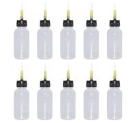 KSJEHW Lot de 10 Flacons à Aiguille 30ml - Bouteilles de Précision avec Bouchon Noir pour Seringue Colle, Huile, Peinture Acrylique - Idéal pour Bricolage, Artisanat et Décoration de Gâteau