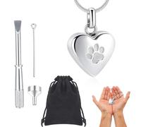 KSJEHW Pendentif Urne Cendres Collier pour Femmes Hommes Filles Pet Chien Chat Mémorial Cendre Bijoux Souvenir Crémation avec Entonnoir Kit（Argent）