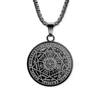 KSJEHW Sept Archanges Pendentif Collier Le Sceau De Salomon Tetragrammaton Archanges Collier Pour Hommes(noir)