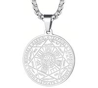 KSJEHW Sept Archanges Pendentif Collier Le Sceau De Salomon Tetragrammaton Archanges Collier Pour Hommes(Argent)