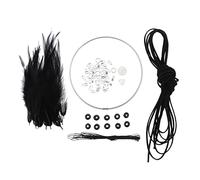 KSJOAIDDE Attrape-rêves DIY Kits de matériel Boucle en fer Cordon Daim Perles Plumes Noir