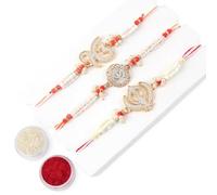 KSJONE Rakhi pour frère Bhaiya Bhabhi Coffret cadeau de 3 pièces Rakhi pour la famille Raksha Bandhan Festival Rakhi pour Bhaiya et Bhabhi, dernier créateur indien Rakhi pour bhai Thread bracelet