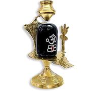 KSJONE Statue Shiva Lingam Shivling Shivling en Laiton avec Matki en Laiton pour Sculpture de Pooja Puja hindoue, 12,7 cm