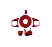 Ksjosji Accessoires Intérieurs Autocollant en Fiber Carbone véritable Dur pour Fiat pour 500 pour Abarth pour 595 pour 695 2008-2023 intérieur Voiture Voiture Décalcomanies(1Set Type B Red)