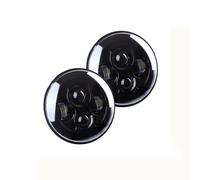 Ksjosji Phare Voiture avant Phare Avant LED Rond Angel Eyes Halo 7 Pouces Pour Jeep Pour Wrangler Pour CJ-7 Pour CJ-8 1976-2015 Principal avant(No Halo Black)