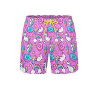 KSLIDS Short de bain 2 en 1 pour homme avec doublure de compression - Entrejambe de 12,7 cm - Séchage rapide, Rose licorne, X-Large