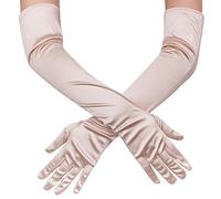 Ksnnrsng Gants Longs Élastiques de Femme pour Mariage Soirée Mariage Satin Accessoire de Robe Année 1920s Style gants charleston Classique pour Mariage Soirée Opéra Taille Élastique (52 cm-Champagne)
