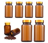 Ksnowqi 6 Pièces 400ml Marron Bocaux de Rangement en verre, Bocaux en Verre Brun avec Couvercles, Bocaux en Verre Hermétique avec Bouchon à vis avec Étiquette pour Épice, Céréales, Noix, Farine, Soja