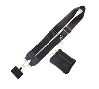 KSOPUERT Clip and Go Sangle de téléphone avec portefeuille à bandoulière - Pochette à fermeture éclair - Dragonne de poignet avec portefeuille, sangle antivol réglable pour femme, Noir