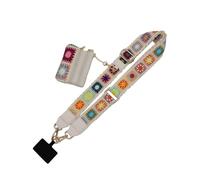 KSOPUERT Clip and Go Sangle de téléphone avec portefeuille à bandoulière - Pochette à fermeture éclair - Dragonne de poignet avec portefeuille, sangle antivol réglable pour femme, Motif blanc.