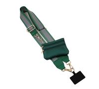 KSOPUERT Clip réfléchissant et sangle Go - Chaîne de téléphone avec fermeture éclair - Pochette portefeuille réglable - Sac universel (vert foncé réfléchissant)