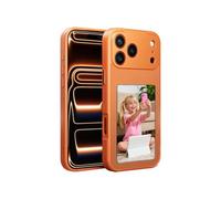 KSOPUERT Coque de protection avec écran d'encre Smart NFC 4" pour iPhone 17 PRO Max - Arrière personnalisable avec vos images/textes - Affichage toujours sur l'écran - Orange