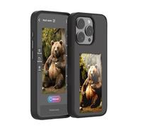 KSOPUERT Coque de protection pour iPhone 14 Pro avec écran à encre intelligente, 4 couleurs, images à faire soi-même, photo arrière, montre sur téléphone (noir)