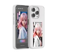KSOPUERT Étui de protection pour smartphone avec écran à encre 4 couleurs - Ink Show NFC - Transmission de texte/photo/image DIY sur la coque de téléphone - Compatible avec iPhone 15 (blanc)