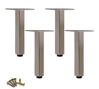 Ksowjdk 4X Pieds de Tube Carrés à Hauteur Réglable Pieds de Table en Métal Pieds de Support de Meubles Pieds de Canapé en Alliage d'Aluminium, pour Canapé, Chaise, Ottoman, Armoire de Salle de Bain,