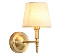 Ksowjdk Applique Murale Bras en Laiton Chaud avec Abat-Jour Tambour Blanc Applique Murale câblée allée Chevet décor Appliques murales Support E14 éclairage européen pour Chambre Salon Lecture