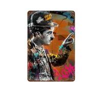 KSOXDAITIP Affiche de Charlie Chaplin - Décoration murale en métal - Décoration d'intérieur moderne - Affiche en métal - Décoration d'intérieur - Pour maison, bar, boutique, panneau vintage - 30 x 20
