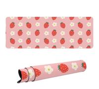 Ksriylm Grand Tapis de Souris De Jeu Coloré XL 31,5 x 11,8 Pouces Tapis Bureau de Souris étanche Base en Caoutchouc Antidérapante Tapis Ordinateur pour PC, Ordinateur Portable, Souris,Fraise