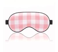 Ksriylm Masque de Sommeil Satin, Masque Nuit Occultant Ultra-Doux à Sangle Réglable, Doux pour la Peau et les Cheveux, Motifs Uniques, Cache-Yeux Léger pour le Dormir, Voyage, Carreaux Rose Pâle