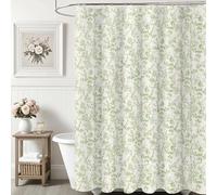 Ksriylm Rideau de Douche en Lin de Polyester Fleur Dense,Magnifique Fleurs Rideau Baignoire pour Déco Salle de Bain,180x180cm Tissu Chic Tissu Fleur Feuilles Rideaux de Douche et 12 Crochet,Vert