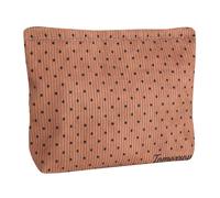 KsriylmTrousse de Maquillage en Velours Côtelé Classique à Pois,Sac de Organiseur Cosmétique Fourre Tout Multifonctionnel,Trousse de Toilette Voyage Esthétique pour Femmes de Grande Capacité,Marron
