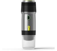 Kssiaz Machine à Espresso Portable, Cafetière Electriques avec Chauffage Automatique, USB et Chargeur de Voiture, Mini Cafetière avec Capsule NS et Café Moulu Pour Camping, Randonnée, Voyage, Argent