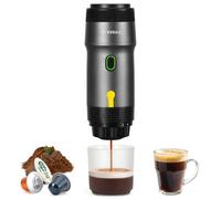 Kssiaz Machine à Espresso Portable, Cafetière Electriques avec Chauffage Automatique, USB et Chargeur de Voiture, Mini Cafetière avec Capsule NS et Café Moulu Pour Camping, Randonnée, Voyage, Noir