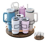 Kssiaz Organiseur de Bouteille d'eau pour Stanley, Porte-Gobelet Rotatif pour Stanley, Organiseur de Gobelet pour Stanley Owala Yeti, Organiseurs et Rangement de Cuisine, Casier à Vin, Marron Vintage