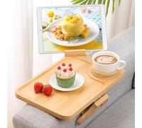 Kssiaz Plateau pour Accoudoir de Canapé, Table Bras de Canapé Rotation 360° avec Porte téléphone et Tasse, Accoudoir de Canapé pour Accès Facile, Porte-Tasse de Canapé pour Snacks, Téléphone, Contrôle