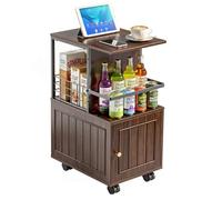 Kssiaz Table d'Appoint Rustique avec Placard de Rangement, Tables d'Appoint Étroite pour Salon, Petites Tables de Nuit avec Étagère Ouverte pour Chambre à Coucher, Table d'Appoint pour Canapé, Noyer