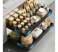 Kssvzz 1 Pack Tiroir Coulissant Cuisine Adhesif, Bac Coulissant Placard Cuisine, Organisateur D'Armoires Pour Armoires Extensible 32-52cm x 42cm x 7.5 cm